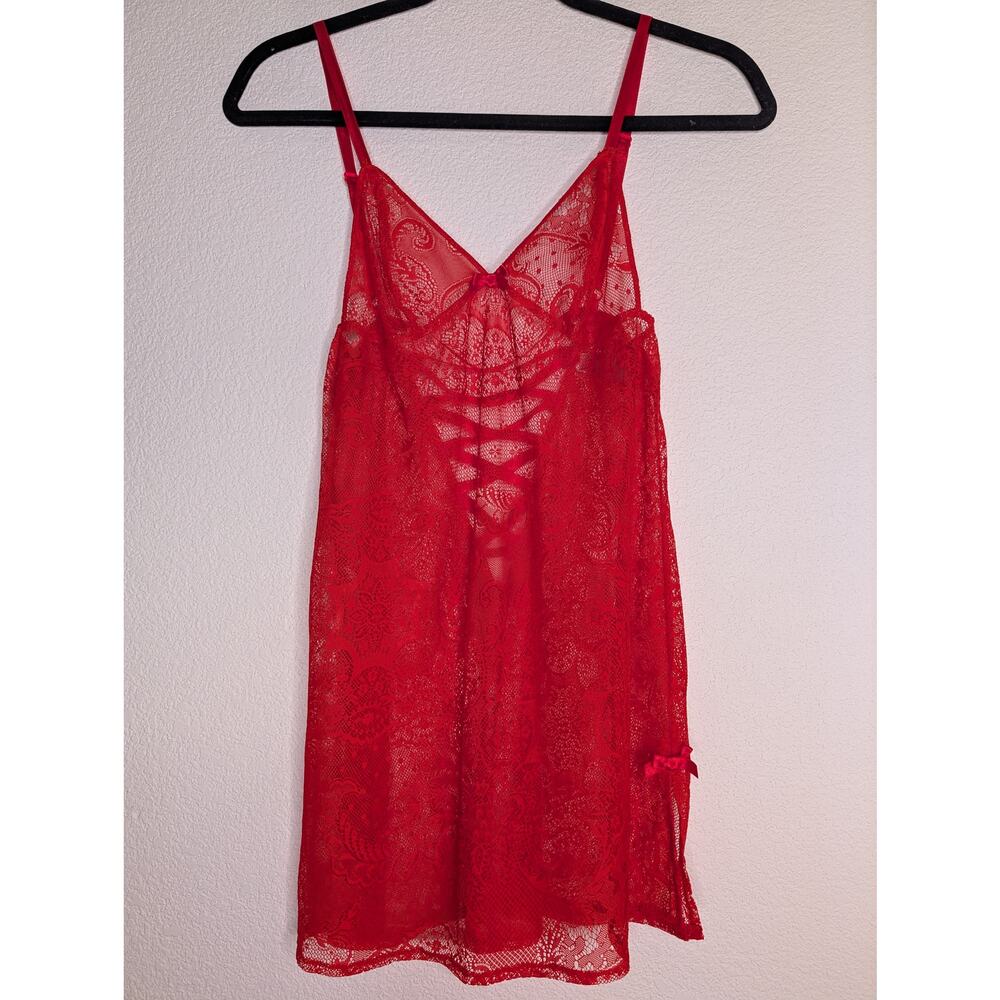 Victoria's Secret Red Lace Teddy Sexy Lingerie S Cherry Red Boudoir Intimates